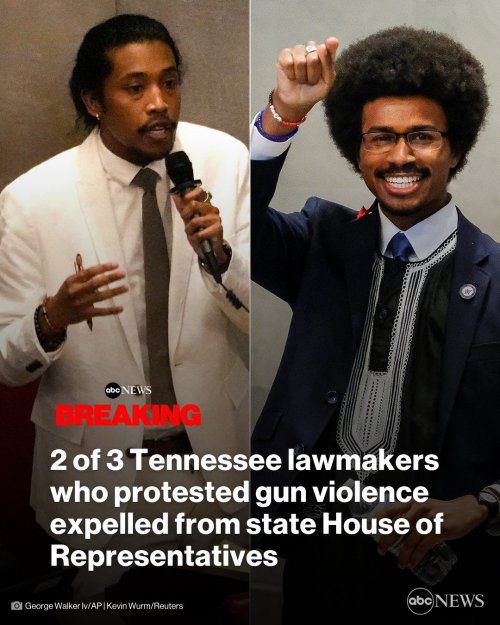 blackgirlsreverything:  ralfmaximus:  geek-ramblings:  They kicked out the 2 black reps and let the white rep stay. Sheesh!https://www.cnn.com/2023/04/06/us/tennessee-democrats-office-removal-vote/index.html   The “good” news is that:because these