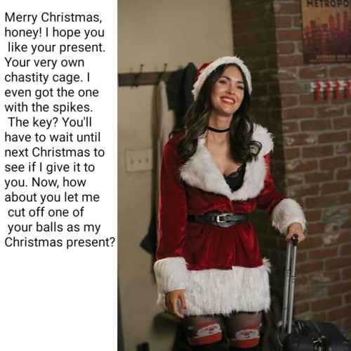 fem-domination01: Merry Christmas everyone! “Merry Christmas, honey! I hope you like your present. Y