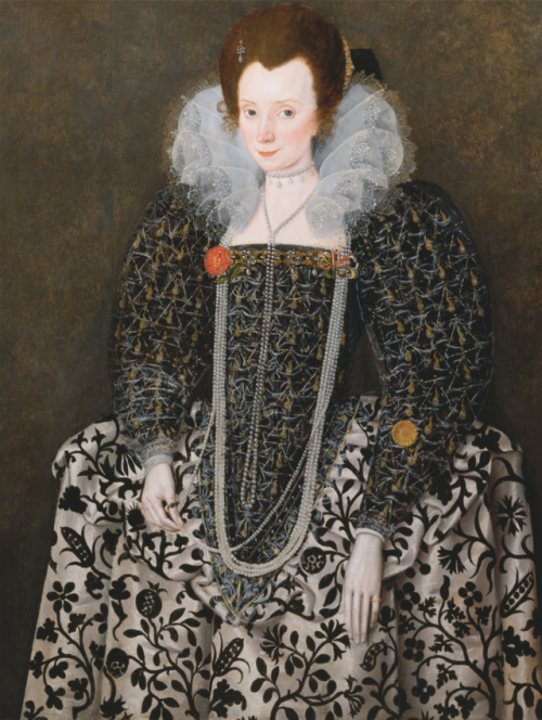 Lady in a Blackwork Petticoat, Robert Peake the Elder, ca. 1600