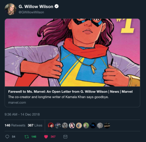 fykamalakhan:Farewell to Ms. Marvel: An Open letter from G. Willow Wilson: The co-creator and longti