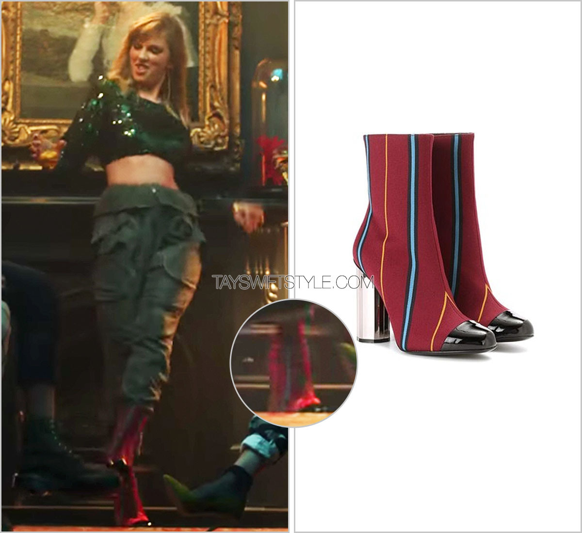 Taylor Swift's Louboutin crampon leather boots in her videoclip