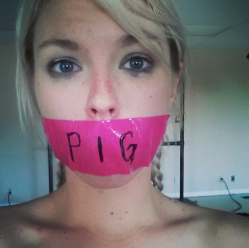 dirtykelsey27: wicked-thoughtz: dumbywittledolly: ruindestroywhore:Good pig Oink oink! Louder piggy!