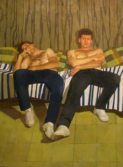 grundoonmgnx: Jane Fisher,   Bob and Chris, 1987 Oil on canvas, 79&quot; x 55&quot;   