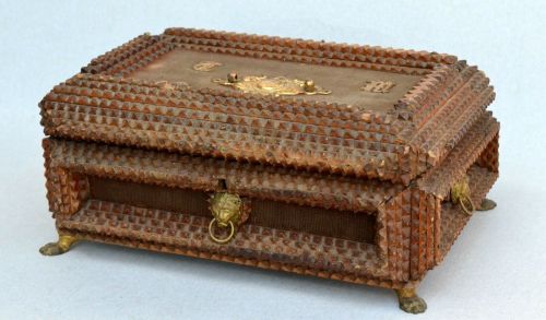 Tramp art box made in Germany, c. 1896. (Via eBay)