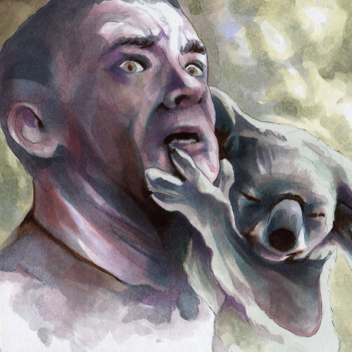 Tom Hanks w/ Koala. Watercolor and Marker. 2014.