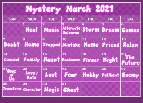 ectoimp:Mystery March! A Mystery Skulls Animated fandom event, a month of daily prompts.Each prompt 