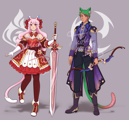 realized i never posted the genshin outfit designs for my kits! done back in february. each have ins