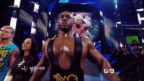animatedwwe:  Big E hitting AJ during his entrance 
