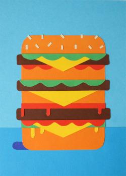 whoisjamiejones:  Here is a one-of-a-kind paper cut of a tasty hamburger. If you wish, you can buy this and a few more of my originals from Eleni Kalorkoti&rsquo;s online shop Rent Party.  www.whoisjamiejones.com 