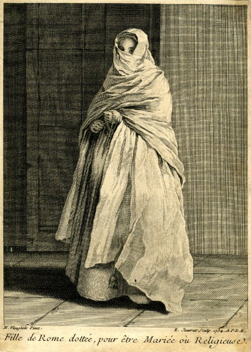 Edmé Jeaurat after Nicolas Vleughels, A Roman Woman (1734), British Museum
