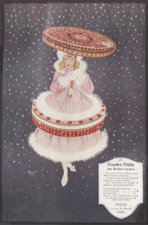 Poudre Nildé en boîte-tamis.Vogue magazine, France.1er janvier 1921.Publicitė.