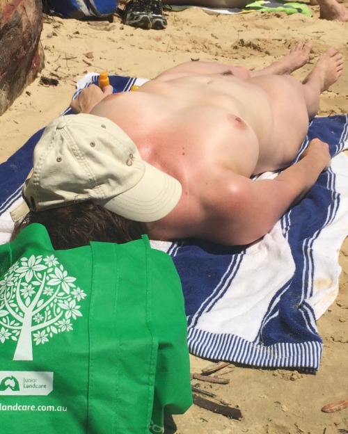 Nudist at Cobblers Beach, Sydney.