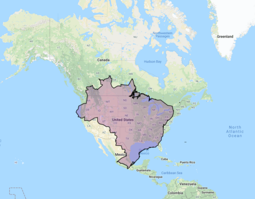 steppebandit: mapsontheweb: Brazil vs. North America.