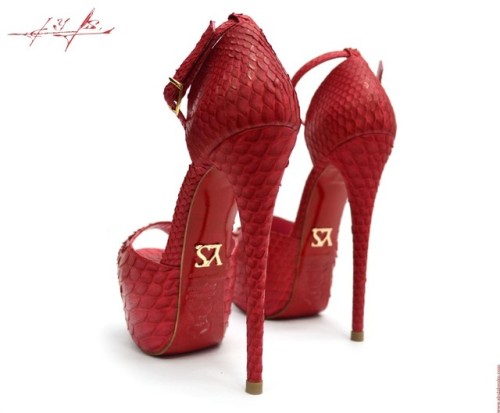 Red python high heeled sandals Choose main color, heel high and sole color