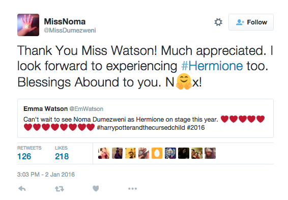 buzzfeeduk:  Emma Watson Has Finally Responded To Noma Dumezweni Being Cast As Hermione