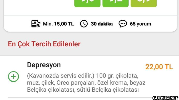 Min. 15,00 TL 30 dakika En...