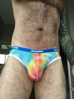 pup-sleeves-underwear-pics:  Pup in His AB Tie-dyed Briefs 