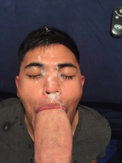 diaryofapussyboy:  throatfucker9x6:  obeyeveryorder:  I like knowing I wear the ‘dumb faggot cumdump’ look well with my Master’s cum on my face  The reward for swallowing it all.   This should be his driver’s licence photo.