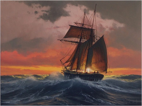 mymodernmet:Hyperrealistic Oil Paintings Capture the Magnificent Glory of Ships at Sea