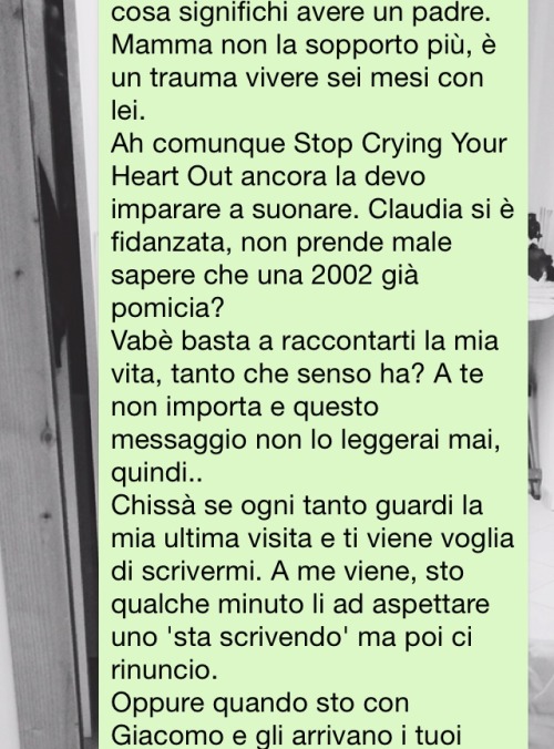 bloccataneisuoisogni:  freddacomelaneve:  I pianti quella sera. Mi manca da morire, l’amore ha rovinato tutto. Rivoglio il mio migliore amico, non doveva innamorarsi, non di me.  Appena ho letto la risposta ho avuto una fitta anche io