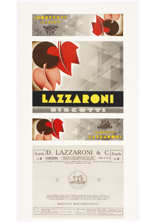 Lazzaroni biscuits, packaging, 1935. Milan, Italy. Via Wolfsonian