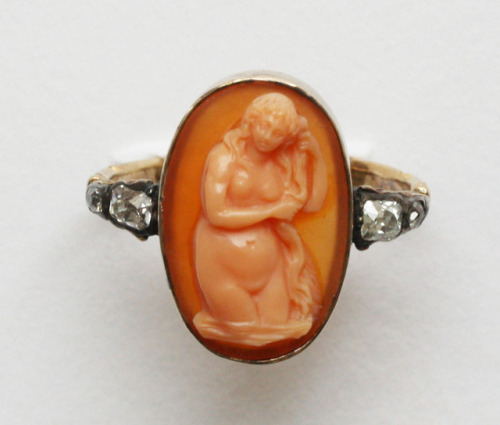 allaboutrings: Antique Diamond Agate Cameo of Venus Anadyomene Ring