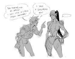 beroberos:  beroberos: i love that tracer has a girlfriend but unfortunately it’s just fueled my love of widowtracer ;( I’m too into the enemies to lovers trope and then a bonus feat. sombra  lol XD