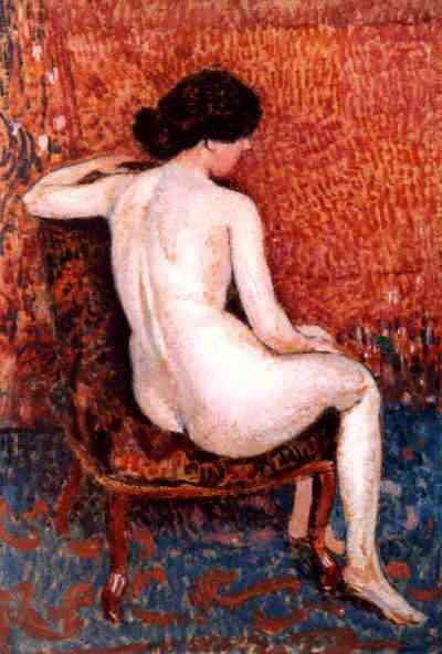 Sitting Nude on Chair, 1910, Georges LemmenMedium: oil,board,paper