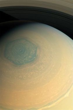 humanoidhistory:  Behold the always-amazing north pole of Saturn. 