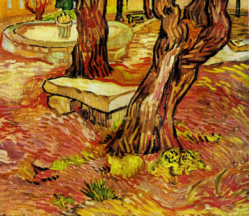 artist-vangogh:  The Stone Bench in the Garden at Saint-Paul Hospital, 1889, Vincent van GoghMedium: oil,canvas