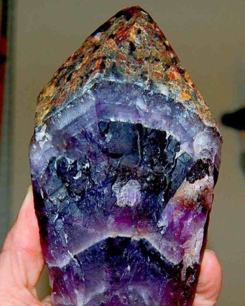 geologypage:  Auralite-23 | #Geology #GelogyPage #Mineral  Three quartz species, Amethyst, Citrine and a rare form of metamicted green quartz.  Geology Pagewww.geologypage.com
