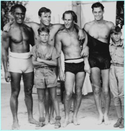 Duke Kahanamoku, Buster Crabbe and Johnny