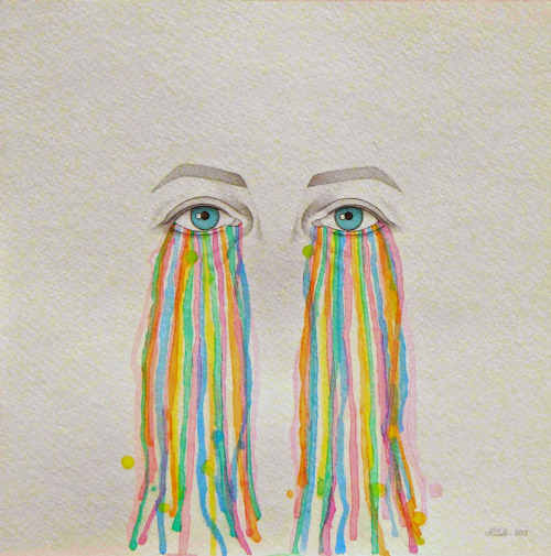 Linda Stark (American, b. San Diego, CA, USA) - Fountain (Crying Eyes), 2013 Graphite, Watercolors o