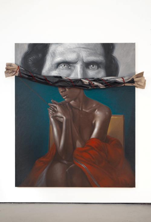 Titus Kaphar (African-American, b. 1976, Kalamazoo, MI, USA) - 1: Stripes, 2014, Oil on Canvas and N