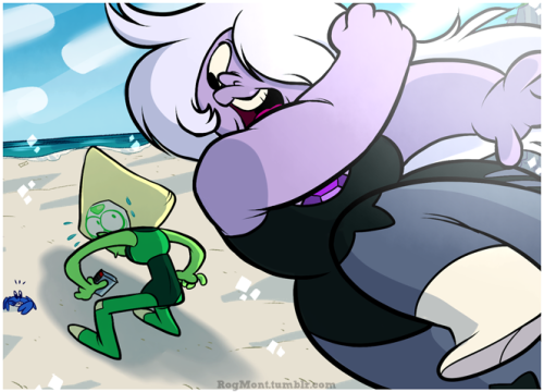 rogmont:  I love how Amethyst is really into wrestling and trying to get others she likes into it, too. I’m sure Peridot would be terrified in this unprovoked situation. (This is a really, really quick doodle, please pardon it.) 