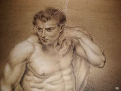 Detail : Academic male nude. G.A. Eggen?