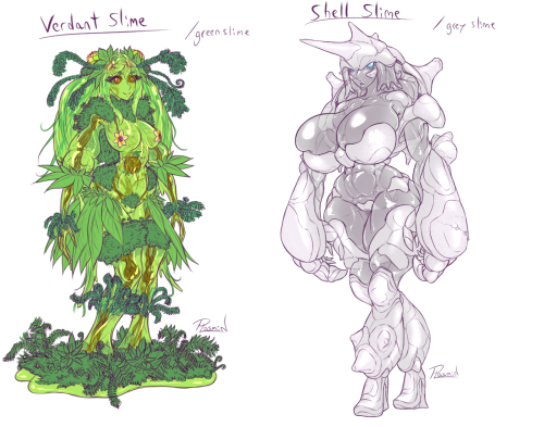 2 more new monster girls :3 a slime that hardens into concrete for armor and support and a slime wit