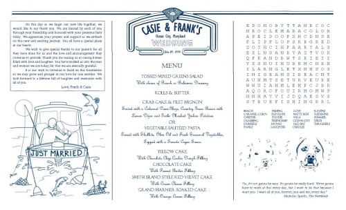 √ Custom Wedding Placemat Such a great idea! This couple met while working at Dumser&rsquo;s in Ocea