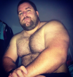 gavinqueen23:So I’ve been working my chest and I think it’s paying off! 💪 #gymlife #manboobs #breasticles #hairychest #moobs #💪 #instabear #bearsofinstagram #😊 #Ineedtoworkonmysmile #😂