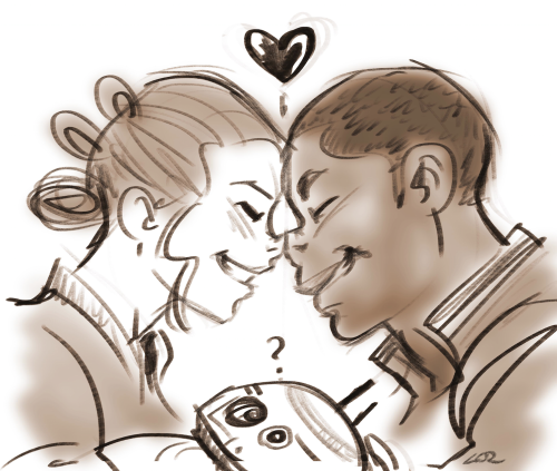 Nose nuzzles. BB-8 feels left out because she ain’t got a nose. Sorry BB-8.