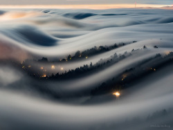 love:    “Moonlit Fog Waves” Mt.Tamalpais State Park, CA by Nicholas Steinberg  