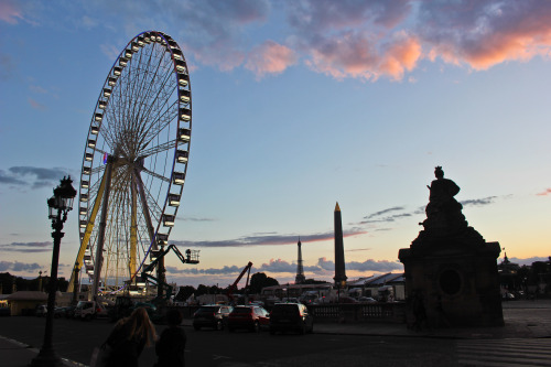 Fiery clouds after sunset, Paris.