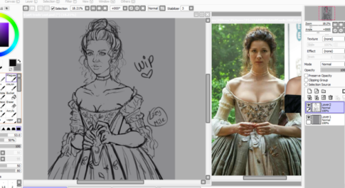 windharmonious: WIPa little wip of claire from Outlander, my gosh I love this show so much, Caitrion