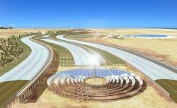 solarpunk-aesthetic: The Sahara Forest Project This international collaboration aims to use sunlight to collect clean energy and water for desert agriculture. Using solar thermal power, photovoltaic panels, and desalinated seawater, the goal is to make