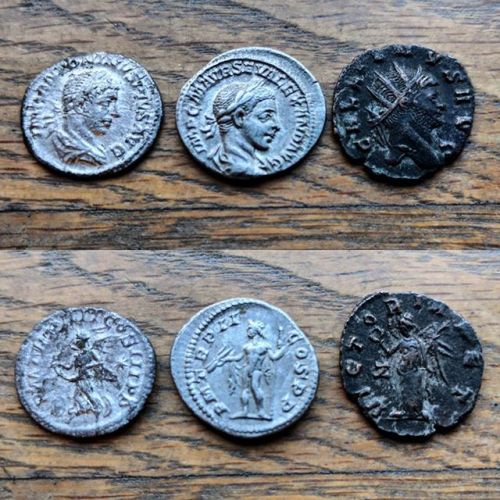 thehornedmoonwithonebrightstar:Left to right: Elagabalus, Severus Alexander and Gallienus. All from 