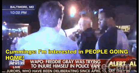 salon:  Elijah Cummings uses bullhorn to scold Fox News team for preventing Baltimore protesters from making curfew
