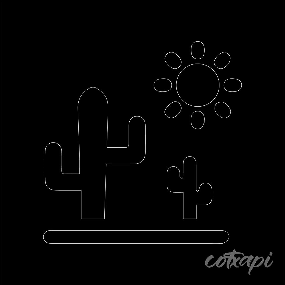 Cactus Icon Desert Tree Sign in Black and White Vector Art Cactus Illustration Outline Art