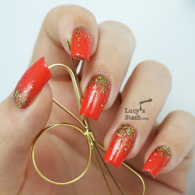 Gold gradient nail art with Shimmer Tracy and Bad Apple Jelly Pink Apple http://bit.ly/13sjr6M
