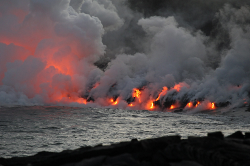 Komokuna Lava Entry Into The Ocean