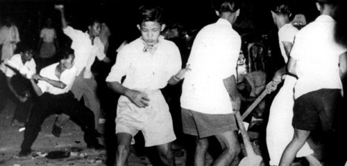 Protesters during the “Hock Lee” bus riots / Black Thursday. Singapore, 1955.